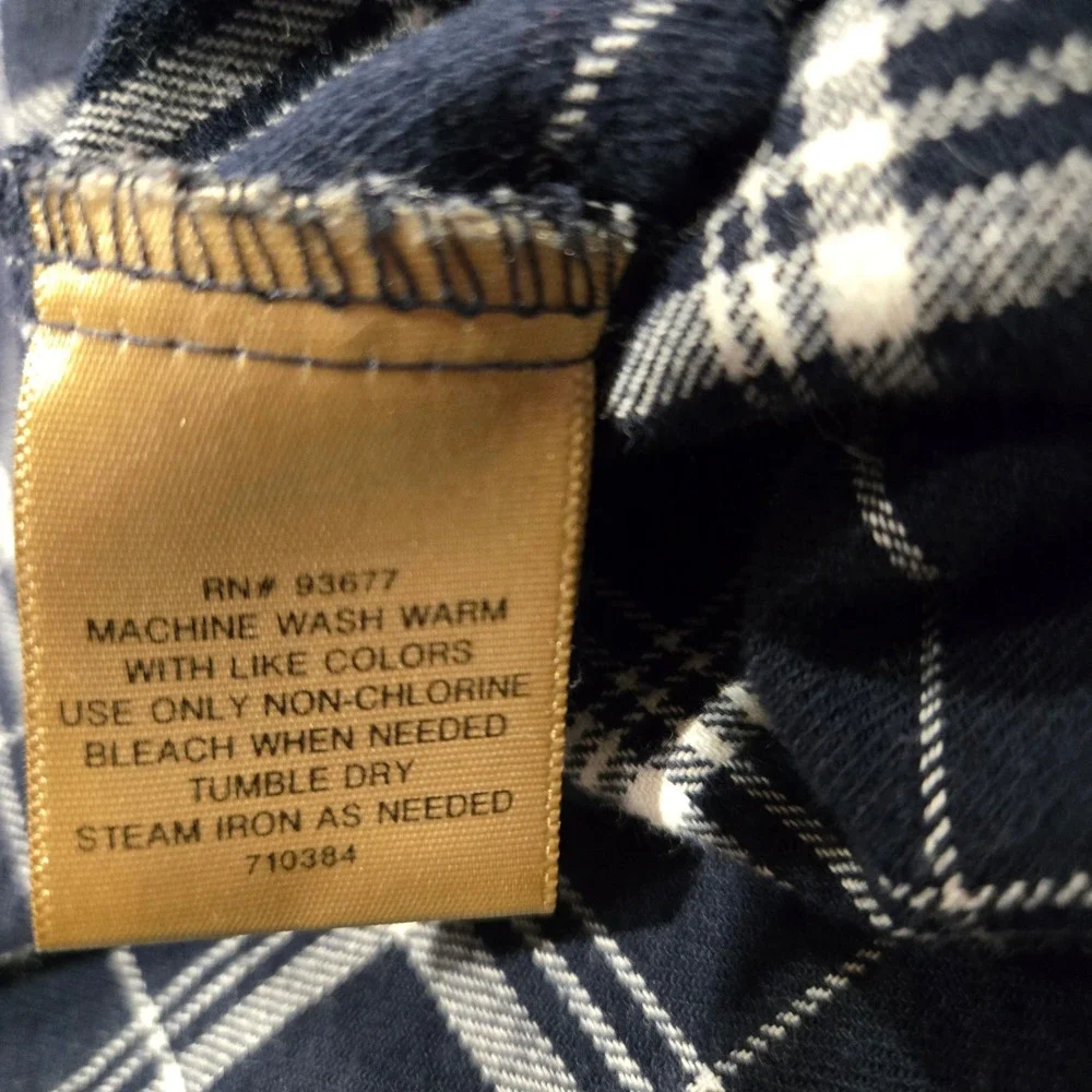 The Foundry Plaid Button Down Mens 3XL Navy Blue Excellent Flannel Shirt Thick